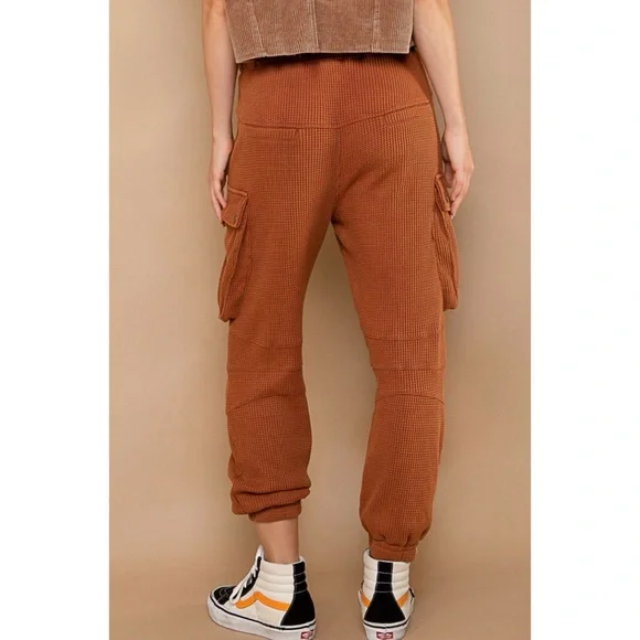 POL Brick Waffle Knit Regular Fit Waffle Knit Cotton Joggers - Picture 7 of 10